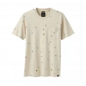 Prana Cream Short Sleeve Tee with Speckled Pattern